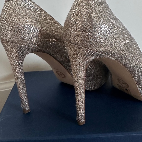 Gold Sparkly Peep-Toe Pumps - Picture 11 of 12